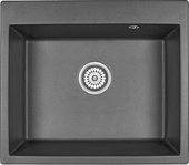 Кухонная мойка Granula 6001, 600x520, накладная, кварц, Чёрный 6001, ЧЁРНЫЙ
