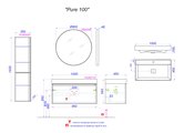 Подвесной пенал Aqwella Pure 35см, 2 двери, левый/правый, серый PUR0535GRM