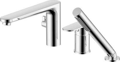 Смеситель на борт ванны Aquatek Ника на 3 отверстия, с душевым гарнитуром 1jet, хром AQ1848CR