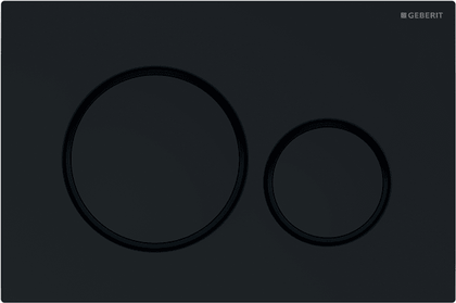 Смывная клавиша для унитаза Geberit Sigma20 двойной смыв, панель и клавиши: чёрные глянец, декоративные кольца: чёрный матовый 115.882.DW.1