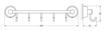 Вешалка для полотенец FBS Vizovice, 5 крючков, 30см, хром VIZ 026