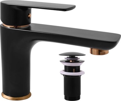 Смеситель для умывальника RAV Slezak Vltava, Click-Clack, чёрный матовый, золото VT427.5KCMATZ