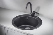 Кухонная мойка Granula 4801, 480, накладная, круглая, кварц Чёрный 4801, ЧЁРНЫЙ