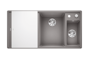 Кухонная мойка Blanco Axia III 6S, клапан-автомат, доска из белого стекла, чаша справа, алюметаллик 523474