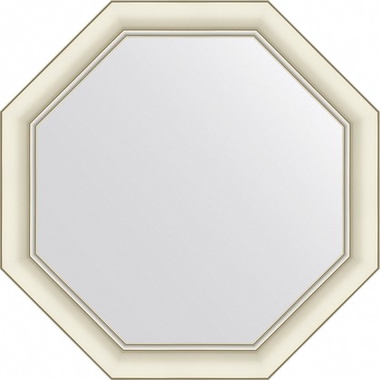 Зеркало Evoform Octagon 61x61, восьмиугольное, в багетной раме, белый с серебром 60мм BY 7431