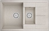 Кухонная мойка Granula 7802, 780x500, накладная, двойная, кварц, Пирит 7802, ПИРИТ
