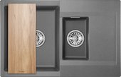 Кухонная мойка Granula Estetica ES-7808, 780x500, двойная, кварц, Графит 7808, ГРАФИТ