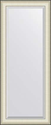 Зеркало Evoform Exclusive 59x144, с фацетом, в багетной раме, белая кожа с хромом 78мм BY 7455