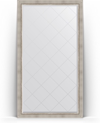 Зеркало Evoform Exclusive-G Floor 1110x2010 пристенное напольное, с гравировкой, в багетной раме 88мм, римское серебро BY 6358