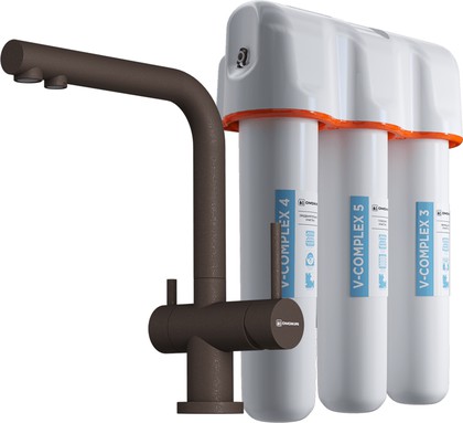 Комплект смеситель+фильтр Omoikiri Nagano-GR-P + Pure drop Lite, espresso 4500.8028P