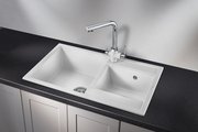 Кухонная мойка Granula 8201, 820x500, накладная, двойная, кварц, Арктик 8201, АРКТИК