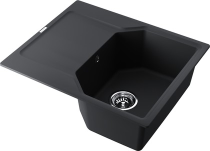 Кухонная мойка Omoikiri Yonaka 61-BL, с крылом, Artgranit, чёрный 4993638