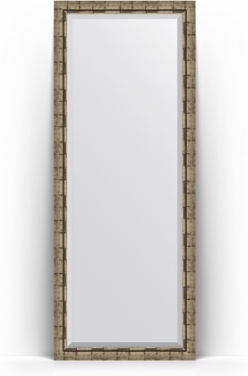 Зеркало Evoform Exclusive Floor 780x1980 пристенное напольное, с фацетом, в багетной раме 73мм, серебрянный бамбук BY 6107