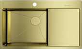Кухонная мойка Omoikiri Akisame 86 Side LG-L, с крылом, чаша слева, светлое золото 4997045