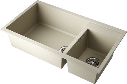 Кухонная мойка Omoikiri Tedori 86-2-LB-BE, две чаши, Tetogranit, ваниль 4993933