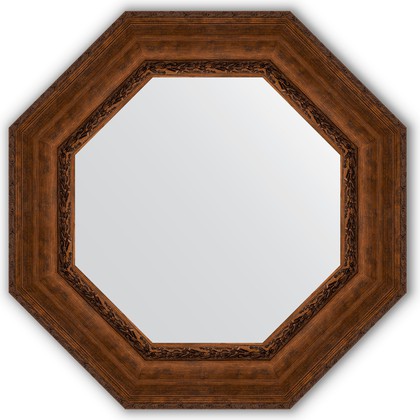 Зеркало Evoform Octagon 726x726 в багетной раме 120мм, состаренная бронза с орнаментом BY 3860