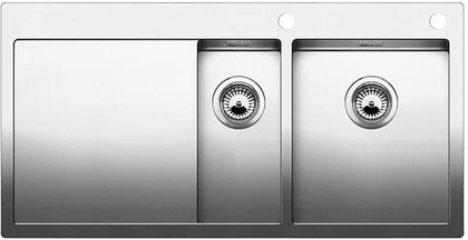 Кухонная мойка чаши справа, крыло слева, с клапаном-автоматом, нержавеющая сталь зеркальной полировки Blanco Claron 6S-IF/А 514001