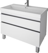 Тумба с раковиной Dreja Grace Plus 90, универсальный, 2 ящика, белый лак 99.1906/642126