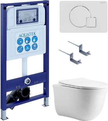 Унитаз с инсталляцией Aquatek Классик cm-066 4в1, унитаз AQ1112-00, сиденье soft close, кнопка белый глянцевый SET AQUATEK КЛАССИК cm-066 4в1