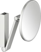 Косметическое зеркало Keuco iLook_move, подсветка, круглое, выключатель, увеличение х5, нержавеющая сталь 17612 079004
