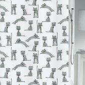 Штора для ванны 180x200см, текстиль, чёрно-белая Spirella Cats 4007570