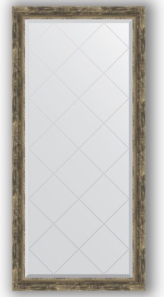 Зеркало Evoform Exclusive-G 730x1550 с фацетом и гравировкой, в багетной раме 70мм, старое дерево с плетением BY 4264
