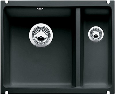 Кухонная мойка без крыла, с клапаном-автоматом, керамика, чёрный Blanco Subline 350/150-U PuraPlus 514531