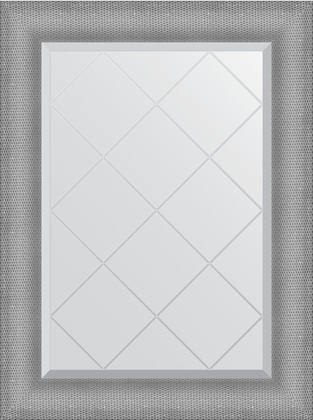 Зеркало Evoform Exclusive-G 670x890 с фацетом и гравировкой в багетной раме 88мм, серебряная кольчуга BY 4543