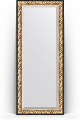 Зеркало Evoform Exclusive Floor 850x2050 пристенное напольное, с фацетом, в багетной раме 106мм, барокко золото BY 6133