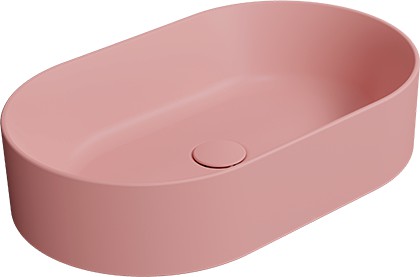 Раковина GSI Kube X 600, накладная, овальная, розовый матовый 9458PVC24