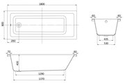 Ванна акриловая Aquatek Тея 180x80, прямоугольная, без каркаса и экрана TEI180-0000002