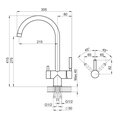 Смеситель кухонный Granula Kitchen Space KS-7104, с подключением к фильтру для питьевой воды, Графит матовый 7104, ГРАФИТ МАТОВЫЙ
