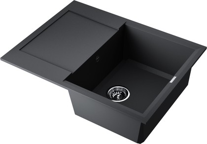 Кухонная мойка Omoikiri Sakaime 68-BL, с крылом, гранит, чёрный 4993108