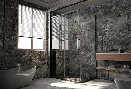 Душевой угол Veconi Premium Trento PTC-SP-40GR, 1500x900x2000, стекло прозрачное, брашированный графит PTC40-SP-15090-GR-01-C4