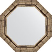 Зеркало Evoform Octagon 580x580 в багетной раме 73мм, серебряный бамбук BY 7322