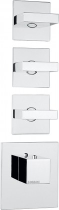 Внешняя часть термостата Bossini HighFlow, 3-6 потребителей, с отдельными панелями, плоская рукоятка, хром Z033205.030