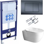 Унитаз с инсталляцией Aquatek Поларис AQ0700-01, крепёж 02, сиденье soft-close, панель 033 SET AQUATEK ПОЛАРИС-01-033 4в1