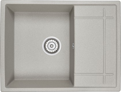 Кухонная мойка Granula 6501, 655x500, накладная, с крылом, кварц, Базальт 6501, БАЗАЛЬТ