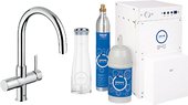 Смеситель с фильтром для мойки с функциями очистки водопроводной воды и газирования воды, хром Grohe Blue 31079000