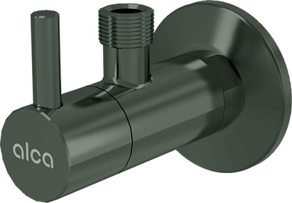 Угловой вентиль Alcaplast с фильтром G1/2x3/8", круглый, глянцевый чёрный хром ARV001-GM-P