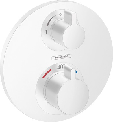 Термостат для душа Hansgrohe Ecostat S с запорным/переключающим вентилем, внешняя часть, 2 потребителя, матовый белый 15758700