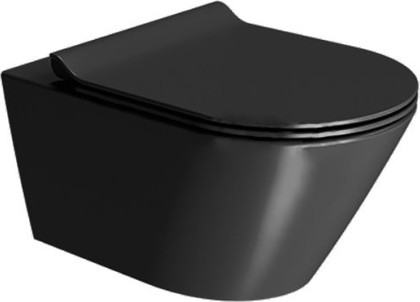 Унитаз подвесной GSI Kube X 550, безободковый Swirlflush, чёрный матовый 941526