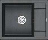 Кухонная мойка Granula 6002, 600x500, накладная, с крылом, кварц, Шварц (чёрный металлик) 6002, ШВАРЦ