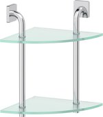 Полка для ванной угловая Ellux Avantgarde 26см, 2-х уровневая, хром, стекло AVA 052