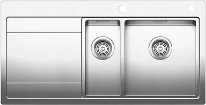 Кухонная мойка чаши справа, крыло слева, с клапаном-автоматом, нержавеющая сталь зеркальной полировки Blanco Divon 6S-IF 515933