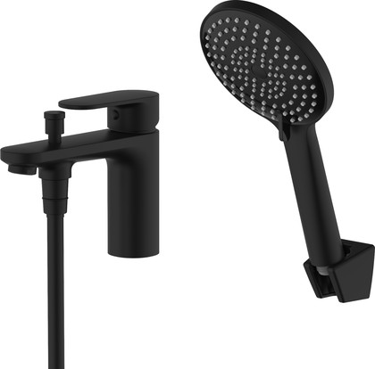 Смеситель врезной на борт ванны Aquatek Ника, на 1 отверстие, матовый чёрный AQ1844MB