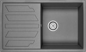 Кухонная мойка Granula 8601, 860x500, накладная, с крылом, кварц, Графит 8601, ГРАФИТ