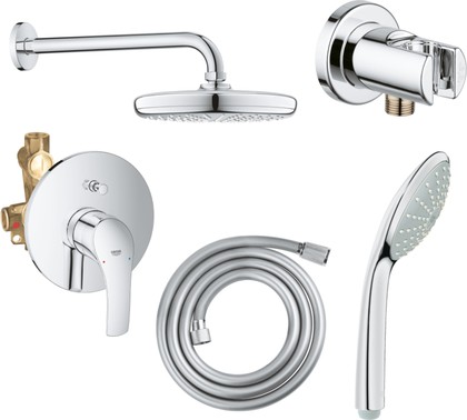 Душевая система Grohe Eurosmart, смеситель встраиваемый, верхний душ, ручной душ, хром 129187