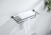 Полка для полотенец Aquatek Бетта с держателем, оружейная сталь AQ4615BGM