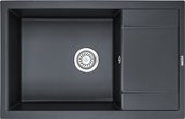Кухонная мойка Granula 7805, 780x500, накладная, с крылом, кварц, Шварц (чёрный металлик) 7805, ШВАРЦ